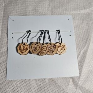 Wooden Heart Stitch Markers